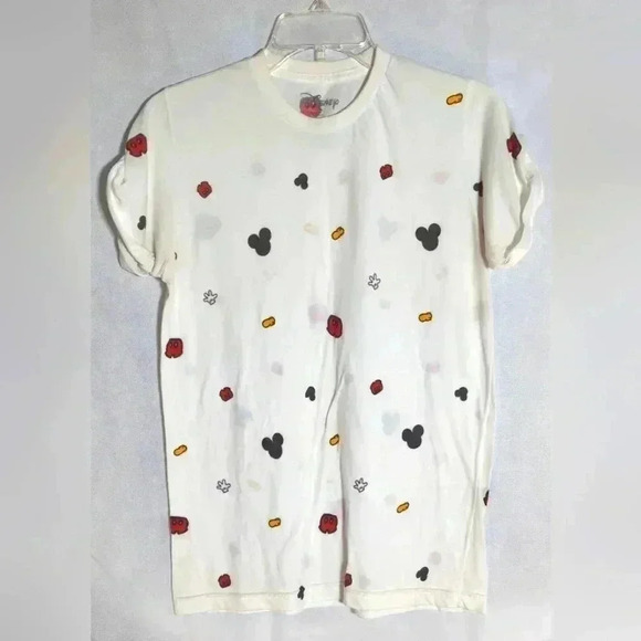 Disney Mickey Mouse parts all over Tshirt sz S rolled sleeves - Picture 1 of 3